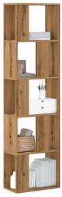 5 szintes kézműves tölgy színű fa könyvespolc 45x23,5x162,5 cm
