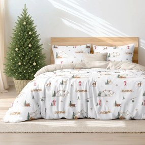 Goldea karácsonyi pamut ágyneműhuzat duo - zakopane, latte színű hátoldal 200 x 200 és 2db 70 x 90 cm