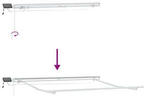 Kézi behúzható napellenző LED-del Zöld és Fehér 300x250 cm