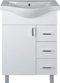 VivaStyle BIANKA 65 lábon álló fürdőszobabútor 3 fiókos Sanovit ALBATROS10065 mosdóval 64,5 x 46,5cm