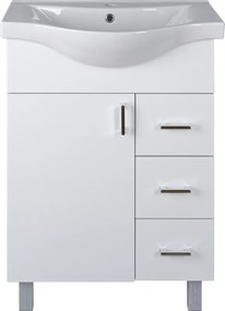 VivaStyle BIANKA 65 lábon álló fürdőszobabútor 3 fiókos Sanovit ALBATROS10065 mosdóval 64,5x46,5cm
