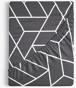 Goldea pamut körgumis lepedő - mozaik minta, sötétszürke alapon 80 x 200 cm