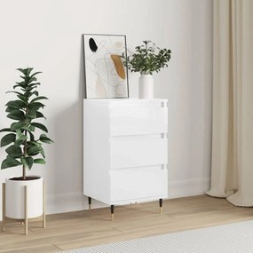 Magasfényű fehér szerelt fa tálalószekrény 40 x 35 x 70 cm
