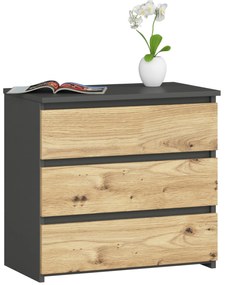 Komód Cleania CL3 (szürke grafit + artisan tölgy). Akció -12%. 1071245