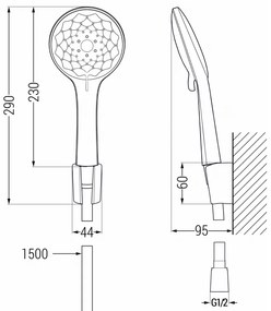 Mexen tartozékok - 1 pontos kézizuhany készlet R-74, fekete, 785745052-70