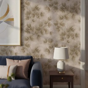 Tapéta A Nappaliba Növényi Minta Bézs Barna Tapéta