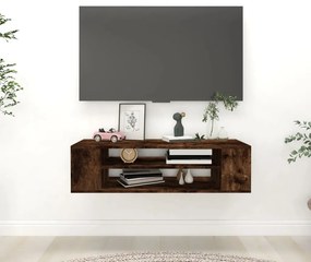 füstös tölgy színű szerelt fa függő TV-szekrény 100x30x26,5 cm