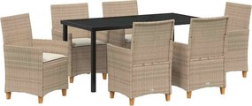 vidaXL Kert étkező szett 7 pcs Bézs polirattan