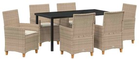 vidaXL Kert étkező szett 7 pcs Bézs polirattan