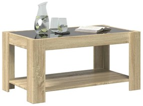 Sonoma tölgy szerelt fa dohányzóasztal LED-del 93 x 53 x 45 cm