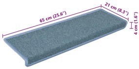 vidaXL 15 db kék lépcsőszőnyeg 65x21x4 cm