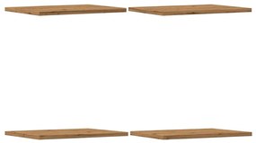 4 db kézműves tölgy színű szerelt fa könyvespolc 40x30x1,5 cm