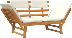 vidaXL 2 az 1-ben tömör akácfa kerti pad párnákkal 190 cm