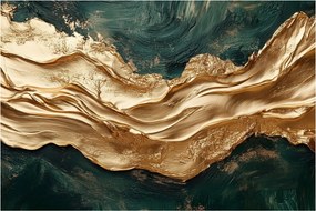 Kép - Zöld absztrakció arannyal II. (90x60 cm)