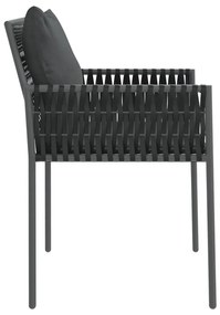 6 db fekete polyrattan kerti szék párnával 54x61x83 cm
