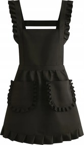 Konyhai kötény gasztronómiai kötény női vintage fekete fodros