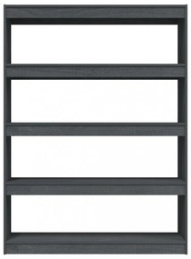 szürke tömör fenyőfa könyvszekrény/térelválasztó 100 x 30 x 135,5 cm