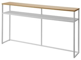 Fehér-világosbarna konzolasztal kőrisfa dekorral 20,5x126 cm Tower – YAMAZAKI