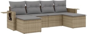 vidaXL 6 részes bézs polyrattan kerti ülőgarnitúra párnával
