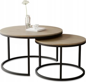 Dohányzóasztal Cremona Loft Duo 2in1 kerek szett Skandináv stílus Japandi