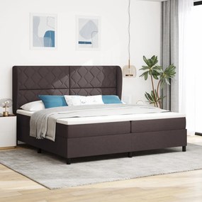 Boxspring Ágy Matrac Kárpitozott Sötétbarna, 200x200 cm