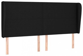 fekete szövet fejtámla szárnyakkal 203x23x118/128 cm