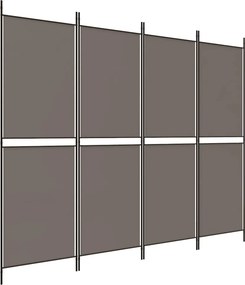 vidaXL 4 paneles antracitszürke szövet térelválasztó 200x220 cm