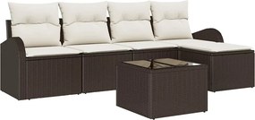 vidaXL Kerti Kanapé Szett párnával 6 pcs Barna Poli rattan