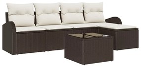 vidaXL Kerti Kanapé Szett párnával 6 pcs Barna Poli rattan