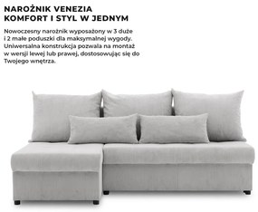 Venezia sarokkanapé, kordbársony, univerzális oldal, hab töltet, szürke