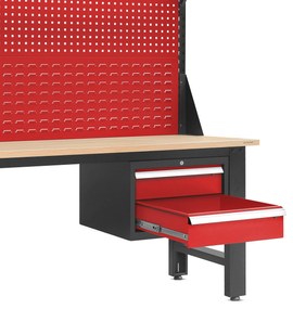 Munkapad LOGAN, 1500 x 1700 x 750 mm, antracis-piros