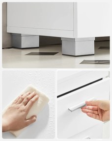 Mosdó alatti szekrény, fürdőszobai szekrény 3 nagy fiókkal, 30 x 70 x 64 cm, fehér