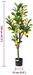 vidaXL zöld mesterséges citromfa 136 levéllel 120 cm