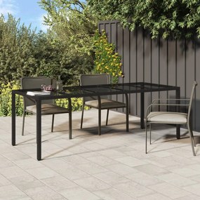 vidaXL fekete polyrattan és edzett üveg kerti asztal 250 x 100 x 75 cm