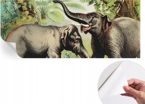 Öntapadós tapéta Fali furnér 3D hatás Családi elefántok 250x104 cm