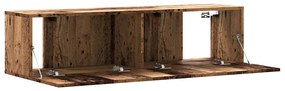antik fa színű szerelt fa fali TV-szekrény 120 x 30 x 30 cm