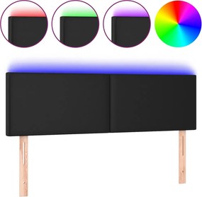 vidaXL fekete műbőr LED-es fejtámla 144 x 5 x 78/88 cm