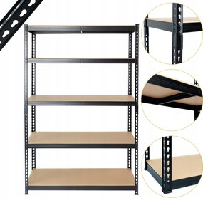 Fém könyvespolc fekete ipari loft ePlatinum 180x120x40 5x280kg Minőség