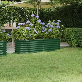 zöld porszórt acél kerti magaságyás 152x40x36 cm