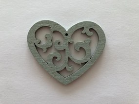 Kreatív hobbi lézervágott fa dekoráció áttört szív zöld 6x5cm