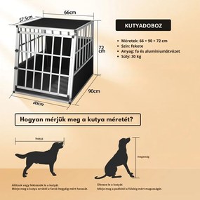 BRUNO kutyaszállító box, 66x90x72cm, ezüst/fekete Jurhan