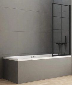 New Trendy New Soleo Black zuhanyparaván 90 cm egyrészes fekete matt/mintás üveg P-0048