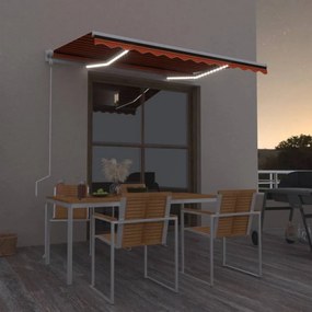 Narancssárga-barna szélérzékelős és LED-es napellenző 350x250cm