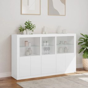 fehér tálalószekrény LED-világítással 162 x 37 x 100 cm