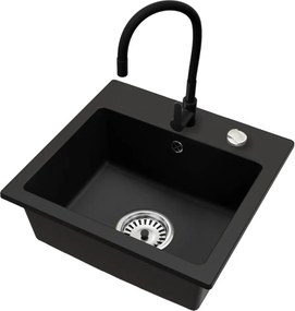 Gránit mosogató szifonnal, fekete, 44,2x41,5, DONYK