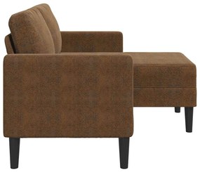 barna műbőr 2 üléses kanapé L-alakú kanapéval 125 cm