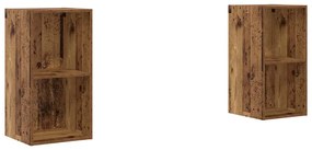 Fali TV Szekrény 2 pcs Régi fa 37 x 37 x 72 cm Faanyag