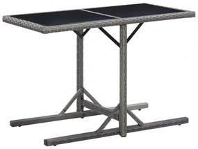 Antracitszürke polyrattan és üveglapos kerti asztal 110x53x72cm