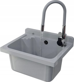 Háztartási Mosogató Technikai Kamra Szürke Csaptelep Flexibilis Kifolyócsővel Loma