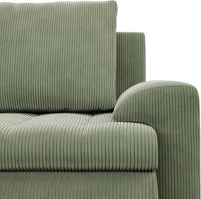 Tokio U alakú sarokkanapé, 3 ágyneműtartóval, kordbársony, univerzális oldal, zöld
